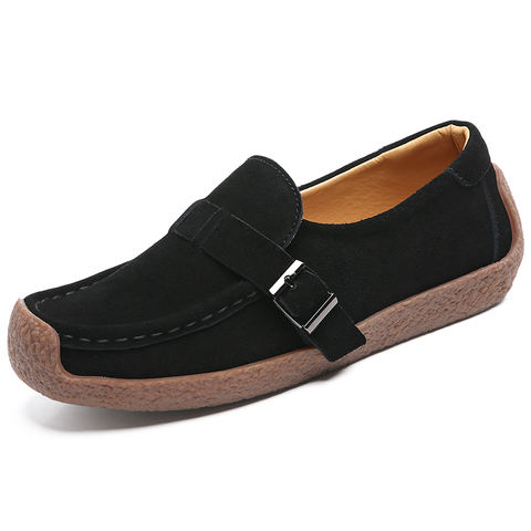 Women's Suede Buckle Casual Shoes - wholesale footwear